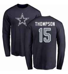 NFL Nike Dallas Cowboys #15 Deonte Thompson Navy Blue Name & Number Logo Long Sleeve T-Shirt