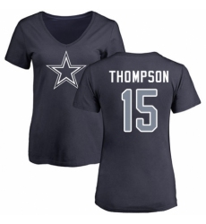 NFL Women's Nike Dallas Cowboys #15 Deonte Thompson Navy Blue Name & Number Logo Slim Fit T-Shirt