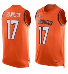 Men's Nike Denver Broncos #17 DaeSean Hamilton Limited Orange Player Name & Number Tank Top NFL Jersey