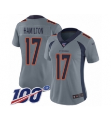 Women's Denver Broncos #17 DaeSean Hamilton Limited Silver Inverted Legend 100th Season Football Jersey
