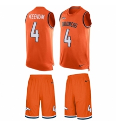Men's Nike Denver Broncos #4 Case Keenum Limited Orange Tank Top Suit NFL Jersey