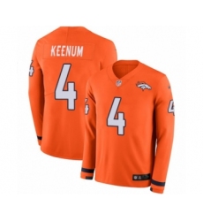 Men's Nike Denver Broncos #4 Case Keenum Limited Orange Therma Long Sleeve NFL Jersey