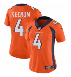 Women's Nike Denver Broncos #4 Case Keenum Orange Team Color Vapor Untouchable Limited Player NFL Jersey