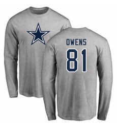 NFL Nike Dallas Cowboys #81 Terrell Owens Ash Name & Number Logo Long Sleeve T-Shirt