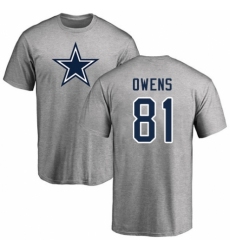 NFL Nike Dallas Cowboys #81 Terrell Owens Ash Name & Number Logo T-Shirt