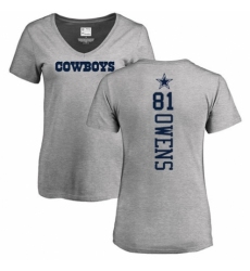 NFL Women's Nike Dallas Cowboys #81 Terrell Owens Ash Backer V-Neck T-Shirt