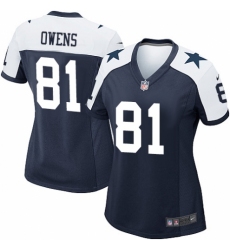 Women's Nike Dallas Cowboys #81 Terrell Owens Game Navy Blue Throwback Alternate NFL Jersey