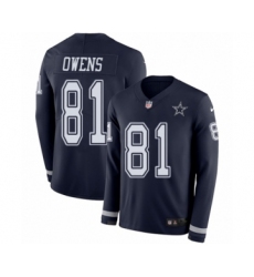 Youth Nike Dallas Cowboys #81 Terrell Owens Limited Navy Blue Therma Long Sleeve NFL Jersey