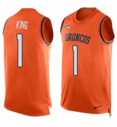 Men's Nike Denver Broncos #1 Marquette King Limited Orange Player Name & Number Tank Top NFL Jersey