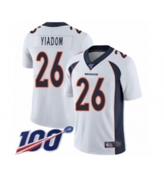 Men's Denver Broncos #26 Isaac Yiadom White Vapor Untouchable Limited Player 100th Season Football Jersey