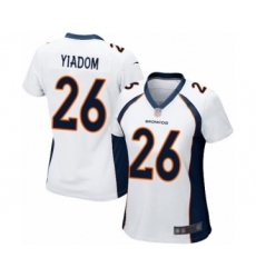 Women's Denver Broncos #26 Isaac Yiadom Game White Football Jersey