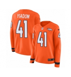 Women's Nike Denver Broncos #41 Isaac Yiadom Limited Orange Therma Long Sleeve NFL Jersey