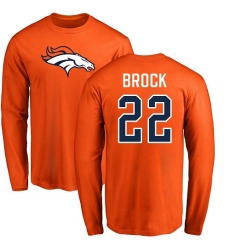 NFL Nike Denver Broncos #22 Tramaine Brock Orange Name & Number Logo Long Sleeve T-Shirt