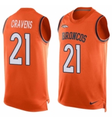 Men's Nike Denver Broncos #21 Su'a Cravens Limited Orange Player Name & Number Tank Top NFL Jersey