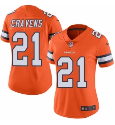 Women's Nike Denver Broncos #21 Su'a Cravens Limited Orange Rush Vapor Untouchable NFL Jersey