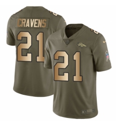 Youth Nike Denver Broncos #21 Su'a Cravens Limited Olive/Gold 2017 Salute to Service NFL Jersey