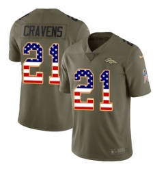 Youth Nike Denver Broncos #21 Su'a Cravens Limited Olive/USA Flag 2017 Salute to Service NFL Jersey