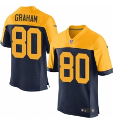 Men's Nike Green Bay Packers #80 Jimmy Graham Elite Navy Blue Alternate NFL Jersey