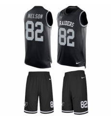 Men's Nike Oakland Raiders #82 Jordy Nelson Limited Black Tank Top Suit NFL Jersey