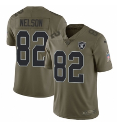 Men's Nike Oakland Raiders #82 Jordy Nelson Limited Olive 2017 Salute to Service NFL Jersey