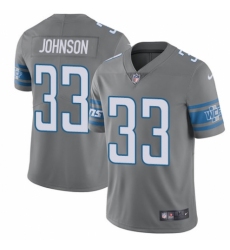 Men's Nike Detroit Lions #33 Kerryon Johnson Elite Steel Rush Vapor Untouchable NFL Jersey