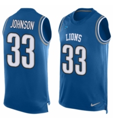 Men's Nike Detroit Lions #33 Kerryon Johnson Limited Blue Player Name & Number Tank Top NFL Jersey