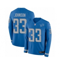 Men's Nike Detroit Lions #33 Kerryon Johnson Limited Blue Therma Long Sleeve NFL Jersey