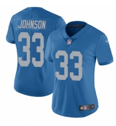 Women's Nike Detroit Lions #33 Kerryon Johnson Blue Alternate Vapor Untouchable Elite Player NFL Jersey