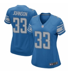 Women's Nike Detroit Lions #33 Kerryon Johnson Game Blue Team Color NFL Jersey