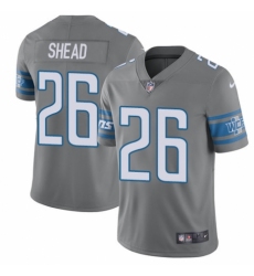 Men's Nike Detroit Lions #26 DeShawn Shead Elite Steel Rush Vapor Untouchable NFL Jersey