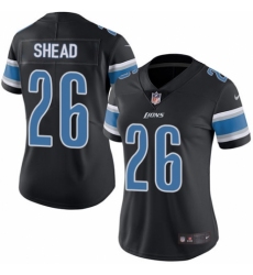 Women's Nike Detroit Lions #26 DeShawn Shead Limited Black Rush Vapor Untouchable NFL Jersey
