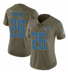 Women's Nike Detroit Lions #26 DeShawn Shead Limited Olive 2017 Salute to Service NFL Jersey
