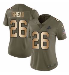 Women's Nike Detroit Lions #26 DeShawn Shead Limited Olive/Gold Salute to Service NFL Jersey