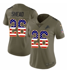 Women's Nike Detroit Lions #26 DeShawn Shead Limited Olive/USA Flag Salute to Service NFL Jersey