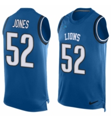 Men's Nike Detroit Lions #52 Christian Jones Limited Blue Player Name & Number Tank Top NFL Jersey