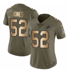 Women's Nike Detroit Lions #52 Christian Jones Limited Olive/Gold Salute to Service NFL Jersey