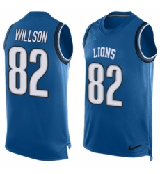 Men's Nike Detroit Lions #82 Luke Willson Limited Blue Player Name & Number Tank Top NFL Jersey