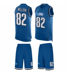 Men's Nike Detroit Lions #82 Luke Willson Limited Blue Tank Top Suit NFL Jersey