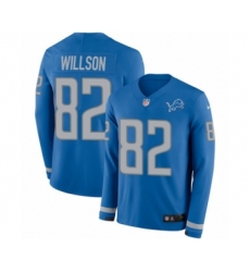 Men's Nike Detroit Lions #82 Luke Willson Limited Blue Therma Long Sleeve NFL Jersey