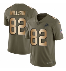 Men's Nike Detroit Lions #82 Luke Willson Limited Olive/Gold Salute to Service NFL Jersey