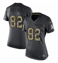 Women's Nike Detroit Lions #82 Luke Willson Limited Black 2016 Salute to Service NFL Jersey