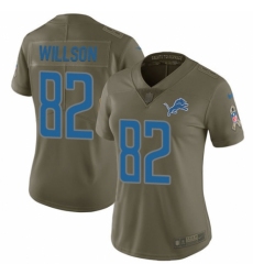 Women's Nike Detroit Lions #82 Luke Willson Limited Olive 2017 Salute to Service NFL Jersey
