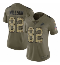Women's Nike Detroit Lions #82 Luke Willson Limited Olive/Camo Salute to Service NFL Jersey