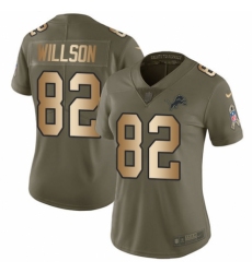 Women's Nike Detroit Lions #82 Luke Willson Limited Olive/Gold Salute to Service NFL Jersey