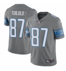 Men's Nike Detroit Lions #87 Levine Toilolo Elite Steel Rush Vapor Untouchable NFL Jersey