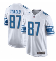 Men's Nike Detroit Lions #87 Levine Toilolo Game White NFL Jersey