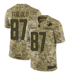 Men's Nike Detroit Lions #87 Levine Toilolo Limited Camo 2018 Salute to Service NFL Jersey