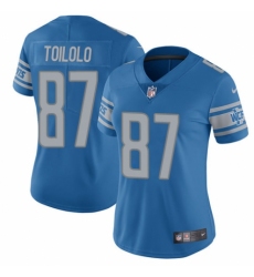 Women's Nike Detroit Lions #87 Levine Toilolo Blue Team Color Vapor Untouchable Elite Player NFL Jersey