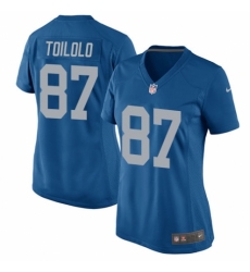 Women's Nike Detroit Lions #87 Levine Toilolo Game Blue Alternate NFL Jersey