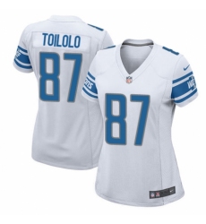 Women's Nike Detroit Lions #87 Levine Toilolo Game White NFL Jersey